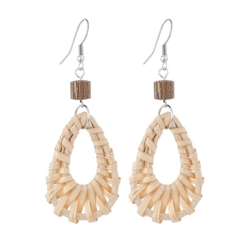 Boho Rattan Dangle Earrings - DippedShop Wholesale - #5203