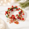 Christmas Santa Claus Charm Layered Beaded Bracelet 6W6JBR656