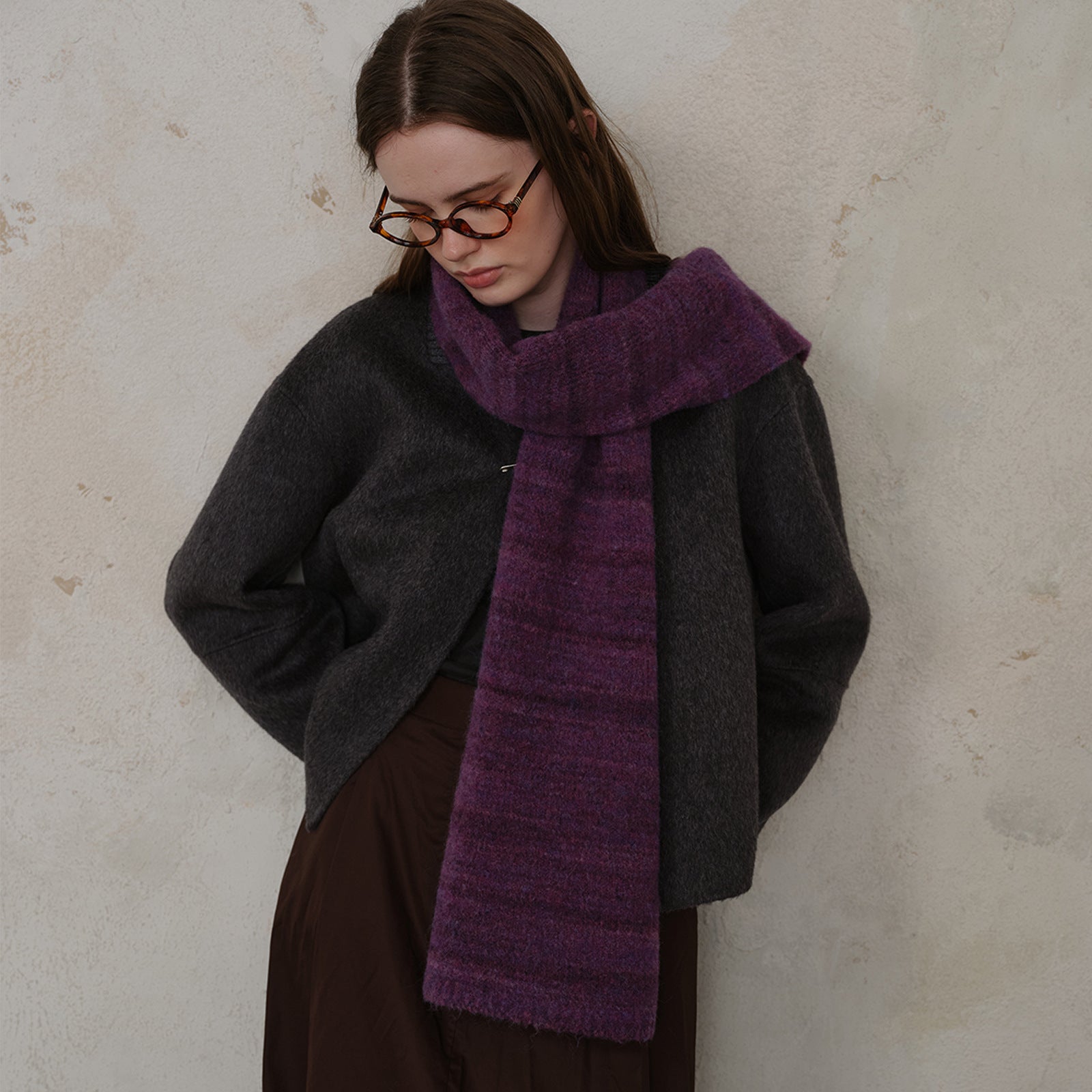 Vintage Gradient Knit Wool Blend Scarf 6W6NSW299