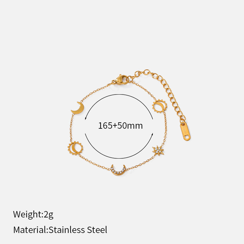 Minimalist Cubic Zirconia Gold Plated Chain Bracelet 6W6JBR522