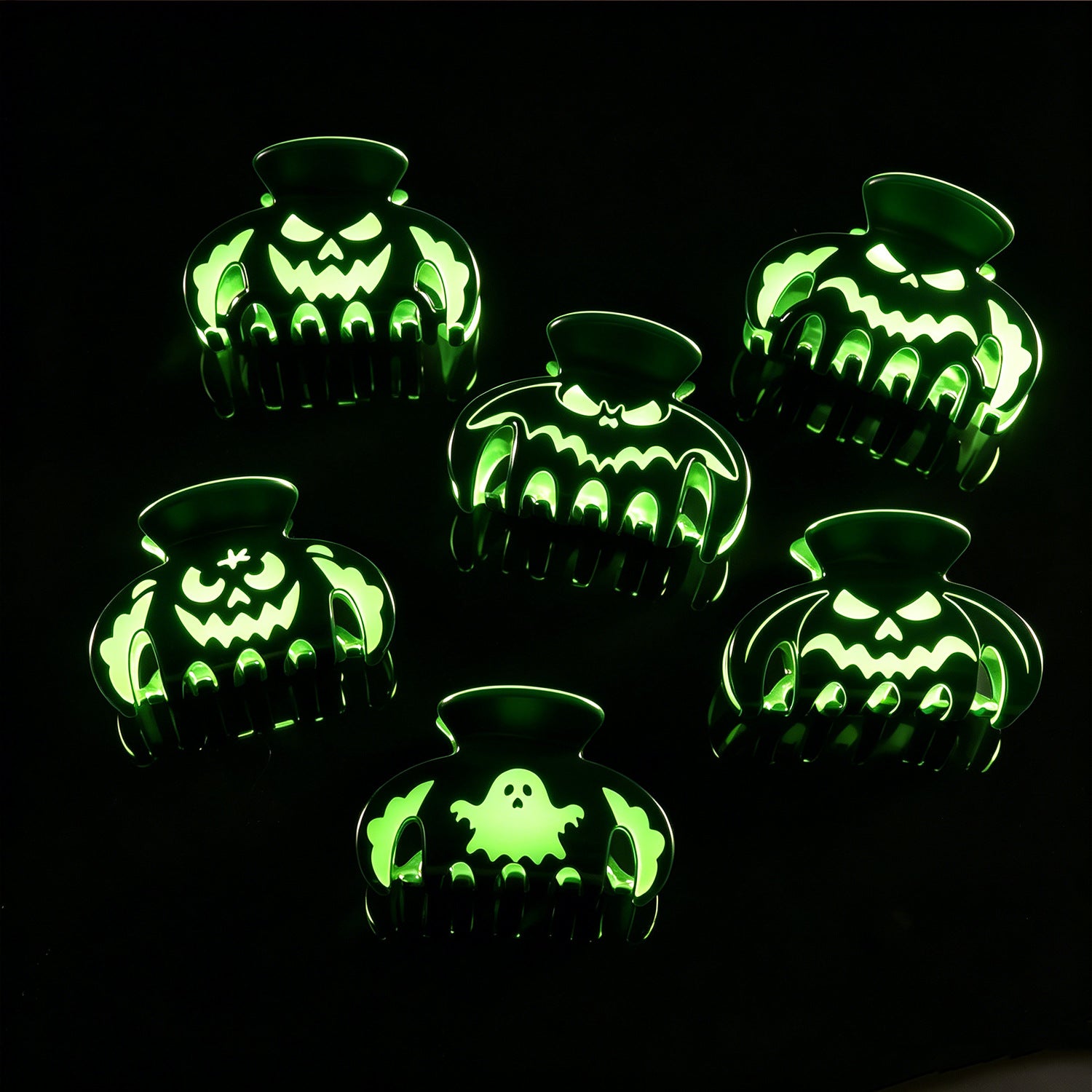 Luminous Ghost Halloween Pumpkin Hair Claw 6W6HCP1312