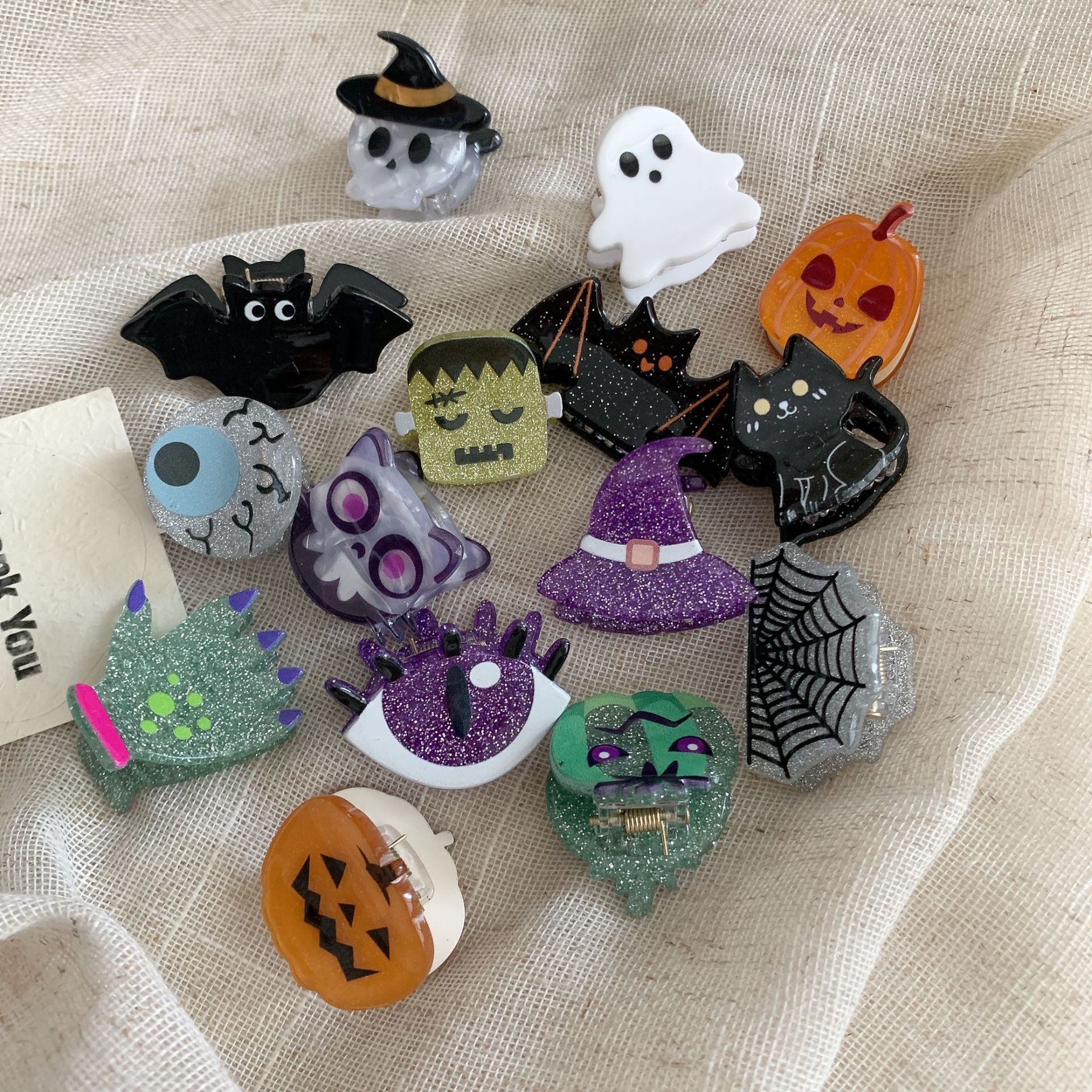 Quirky Halloween Ghost Pumpkin Mini Hair Claw 6W6HCP1322