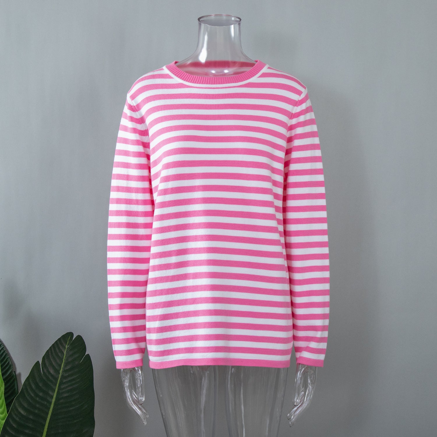 Round Collar Stripe Sweater - DippedShop Wholesale - #2403
