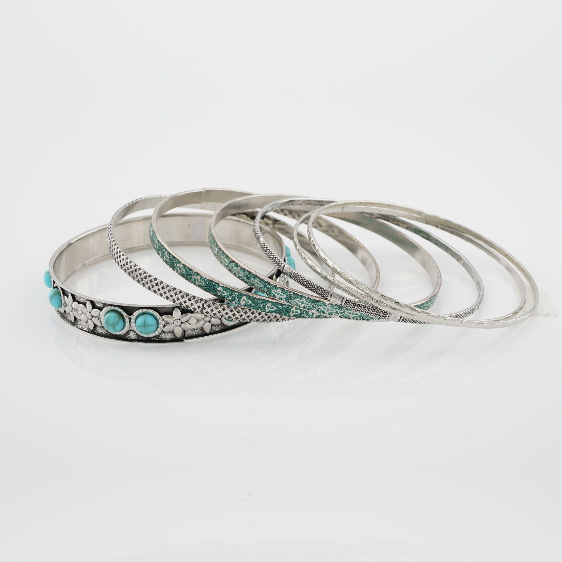 Boho Turquoise Mulit-Layer Statement Bracelet Set 6W6JBR619