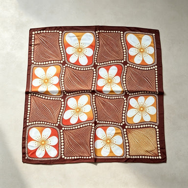 Vintage Checkerboard Grid Floral Silk Scarf 6W6NSI213