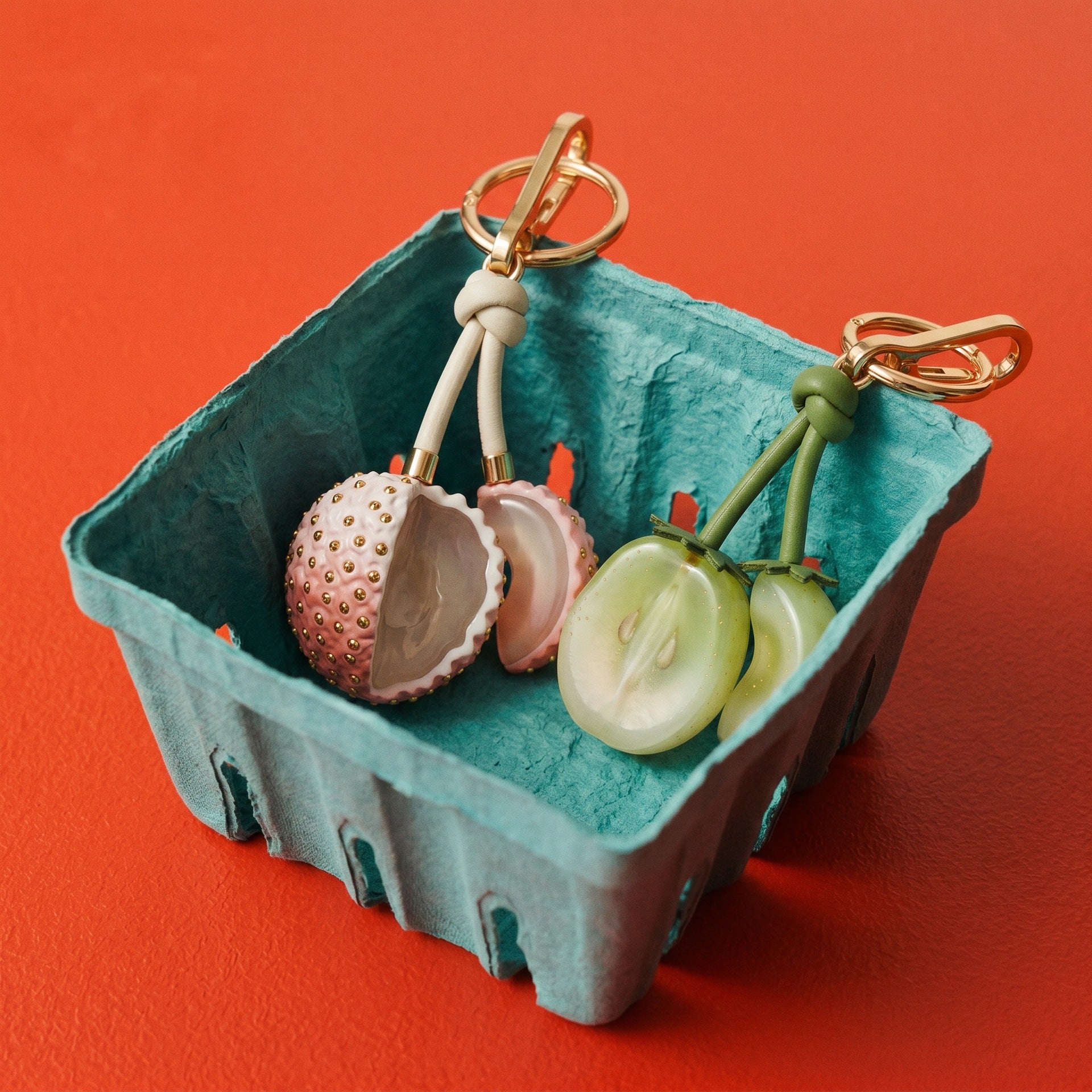 Chic Rhinestones Lychee Keychain Bag Charm 6W10BBC425