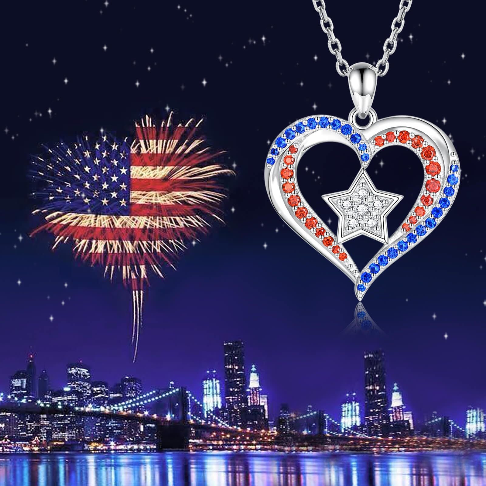 Minimalist Star Pandant Heart Frame Rhinestone Necklace 8ZA6JNC291L