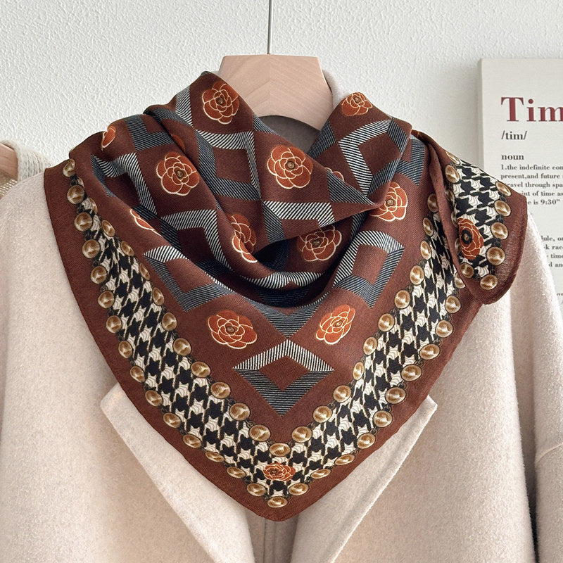 Stylish Letters Print Square Silk Scarf 6W6NSI199