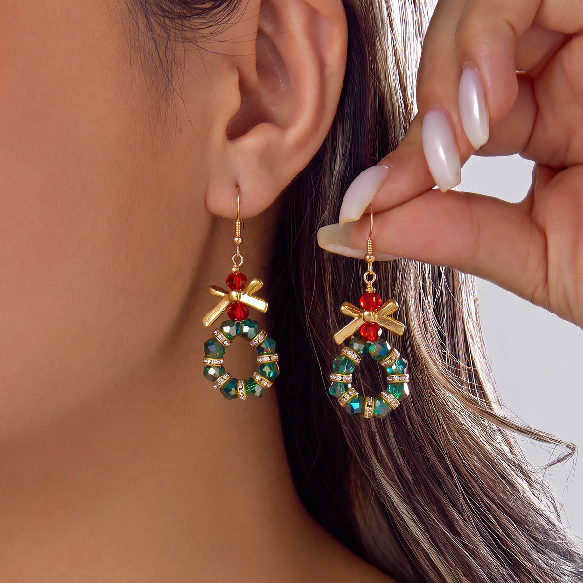 Cute Christmas Snowflake Bell Tassel Dangle Earrings 6W6JER683