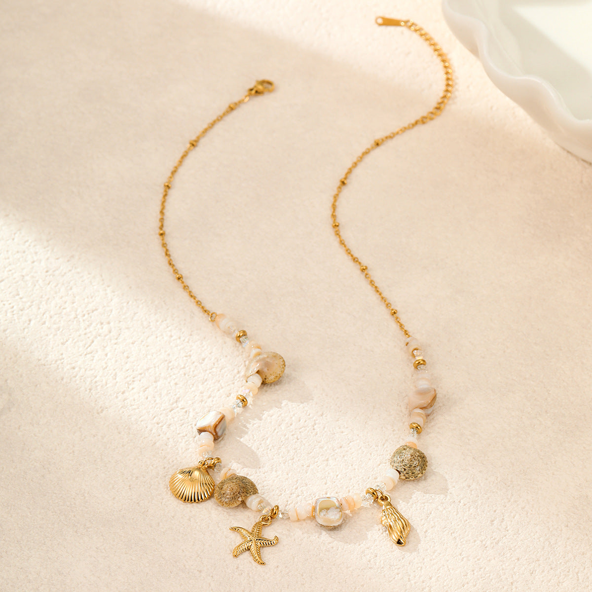 Retro Starfish Stone Beaded Necklace - DippedShop Wholesale - #0723
