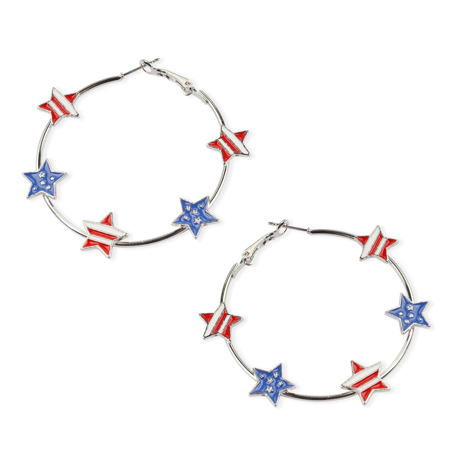 Stylish USA Flag Star Shape Hoop Earrings 8ZA6JER196L