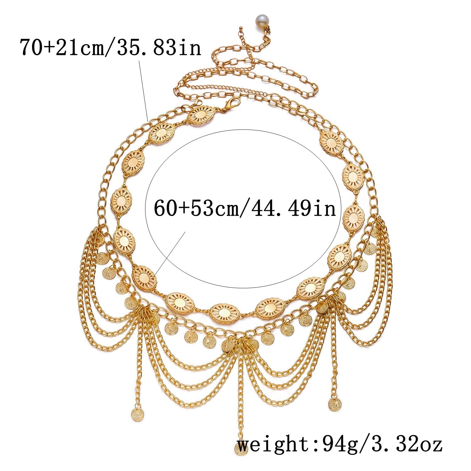 Retro Gold Plated Pearl Tassel Waist Chain 8ZA6JBC103T