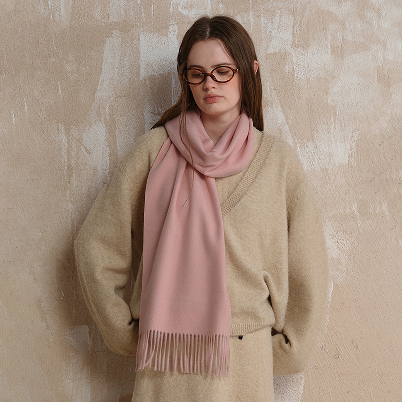 Minimalist Solid Color Tassel Wool Scarf 6W6NSW298
