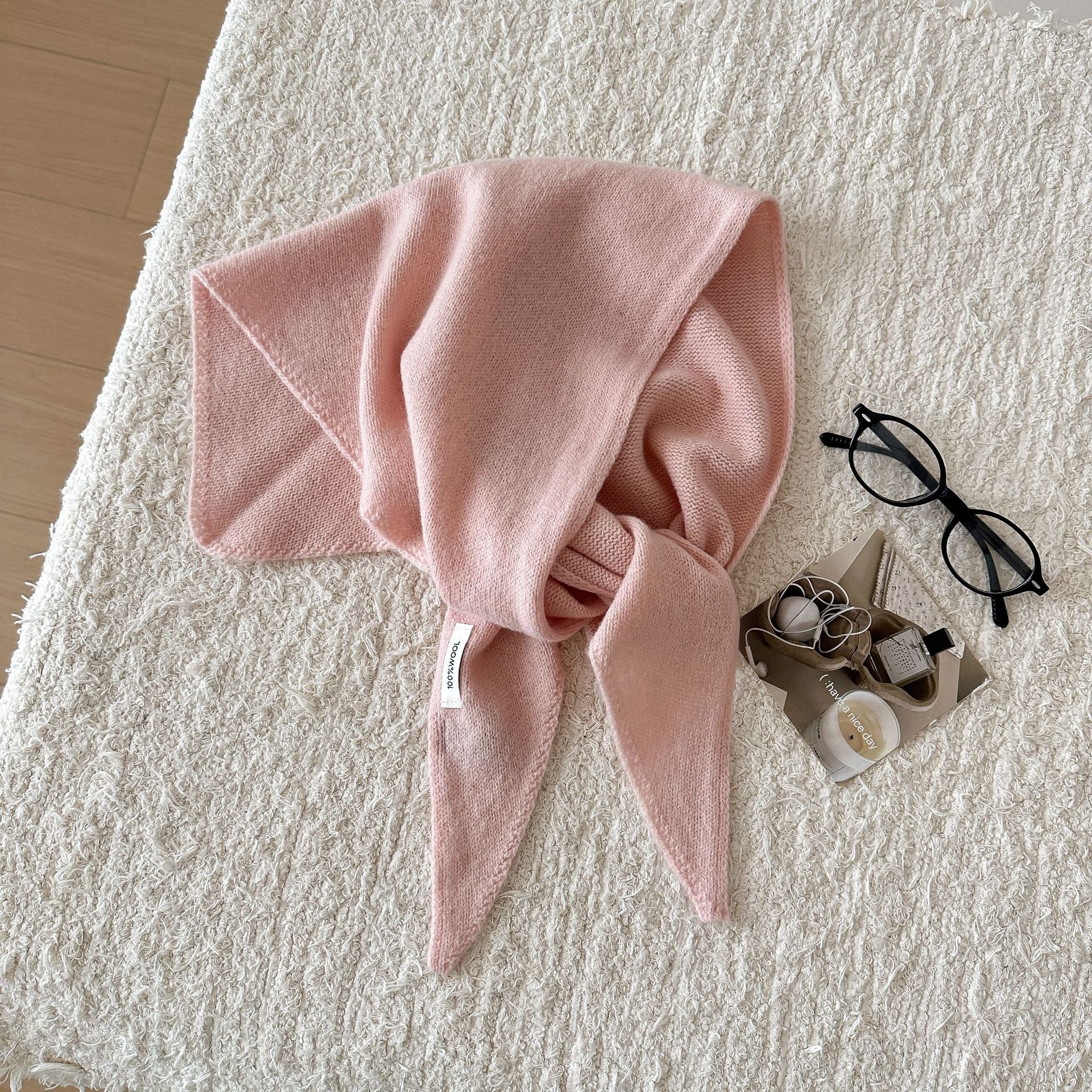 Trendy Solid Color Knit Headscraf Triangle Scarf 6W6NSC91