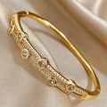 Trendy Cubic Zirconia Gold Plated Bangle Bracelet 6W6JBR615