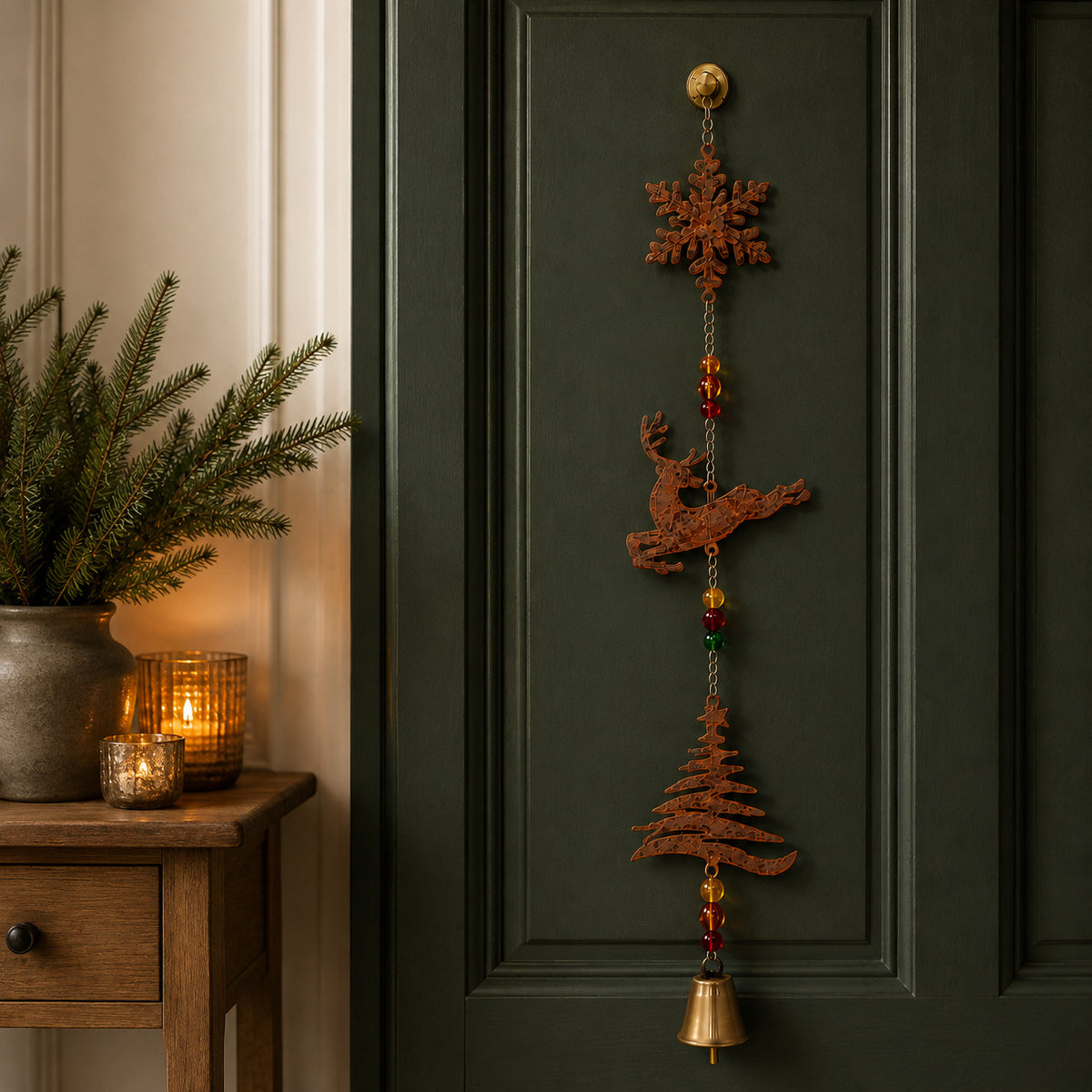 Vinatge Rustic Metal Christmas Reindeer Wind Chime 6H7HLS167