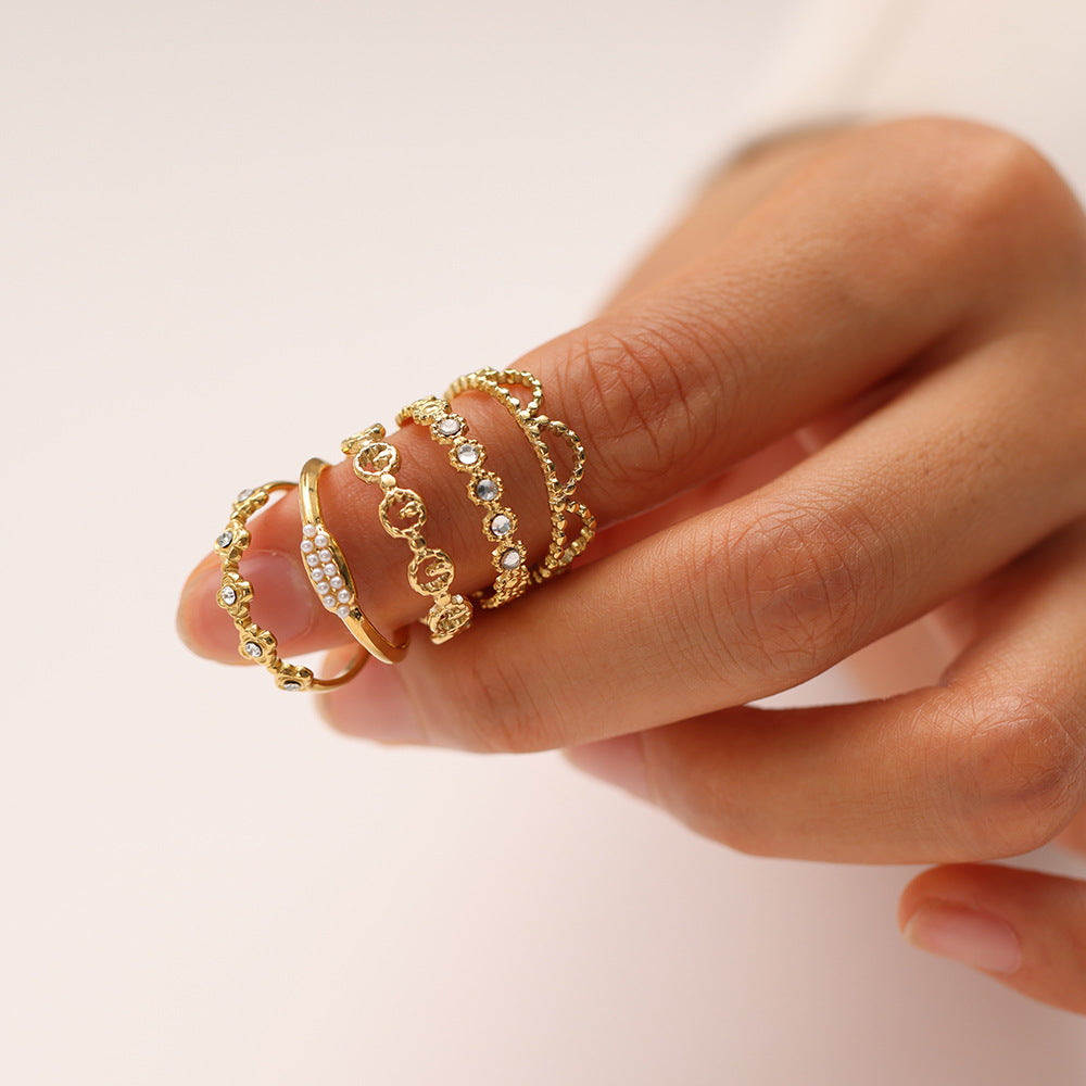 Rhinestone Hollow Out Open Trendy Adjustable Ring DP25E736