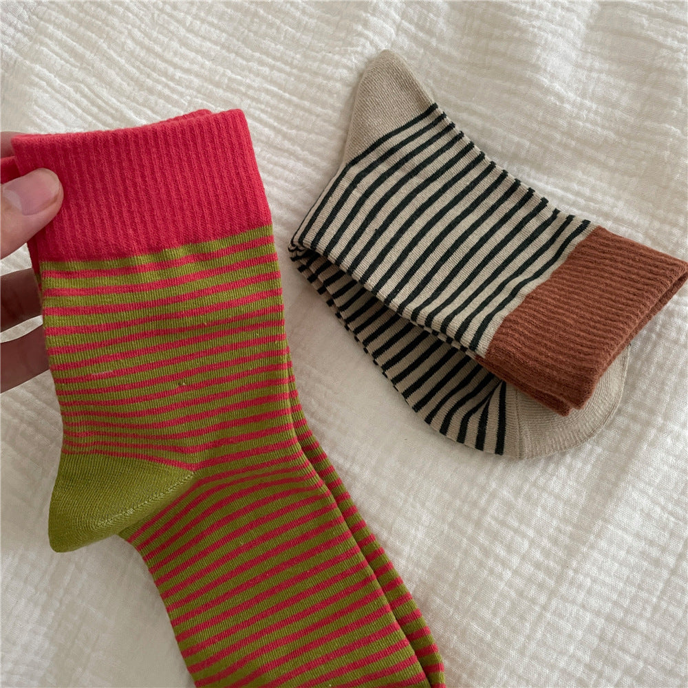 Striped Slouch Crew Socks - DippedShop Wholesale - #9619
