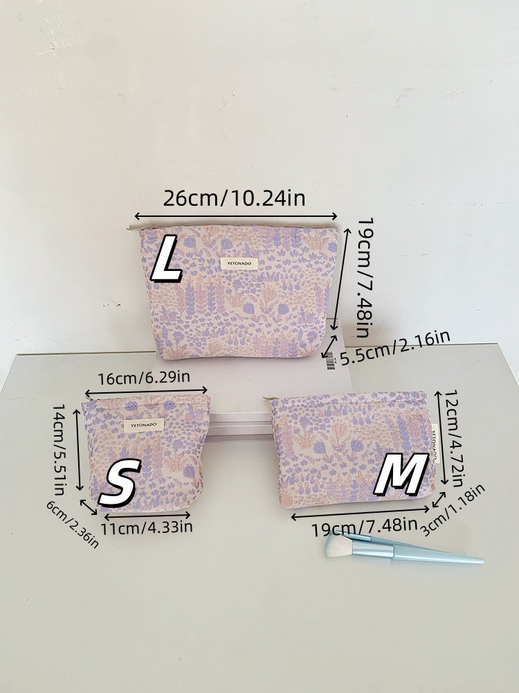 Floral Embossed Portable Large Capacity Makeup Bag MK2BW6W10BOB396