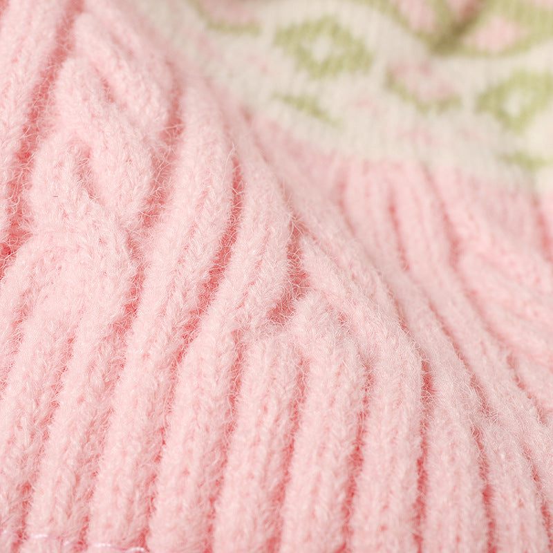 Jacquard Pompom Knit Beanie - DippedShop Wholesale - #6803