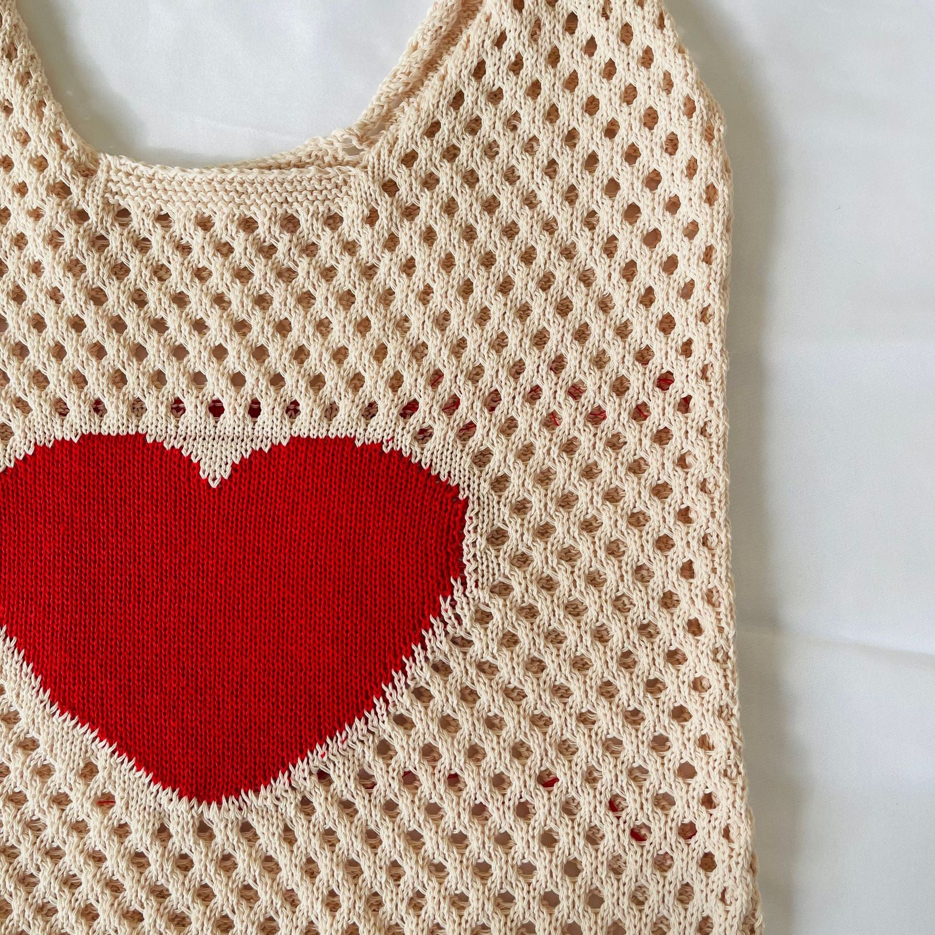 Heart Hollow Knit Tote - DippedShop Wholesale - #7923