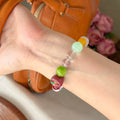 Cute Apple Charm Round Beaded Chain Bracelet 6W6JBR371
