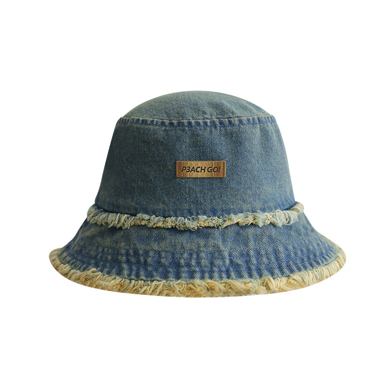 Denim Washed Distressed Frayed Bucket Hat DP25E973