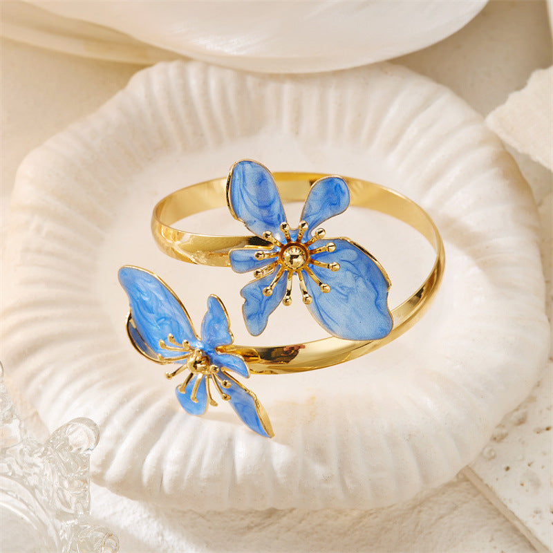 Vinatge Enamel Floral Gold Pla - DippedShop Wholesale - #6419