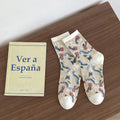 Jacquard Floral Crew Socks - DippedShop Wholesale - #5875