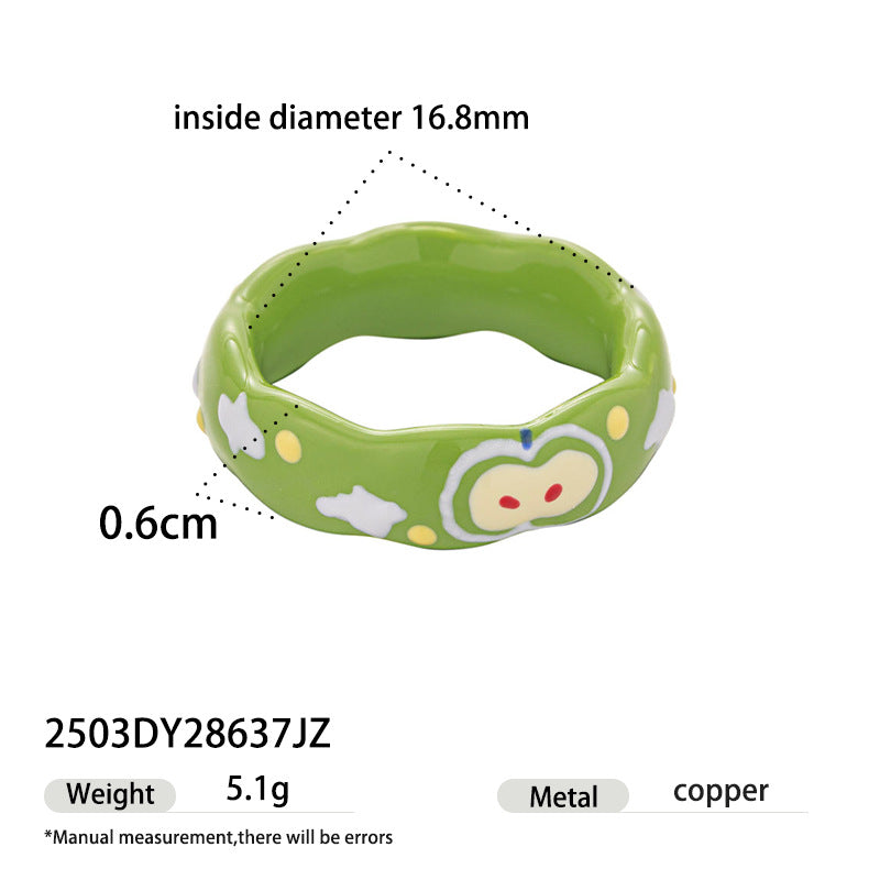 Apple Pattern Enamel Ring - DippedShop Wholesale - #0707