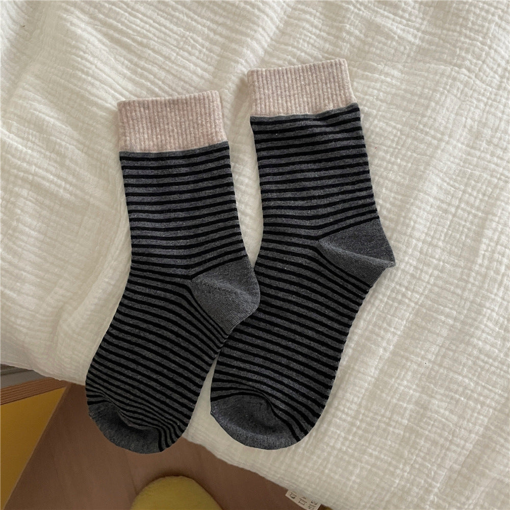 Striped Slouch Crew Socks - DippedShop Wholesale - #0691