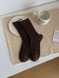 Cozy Striped Cable Knit Thick Crew Socks 6W8FSO693