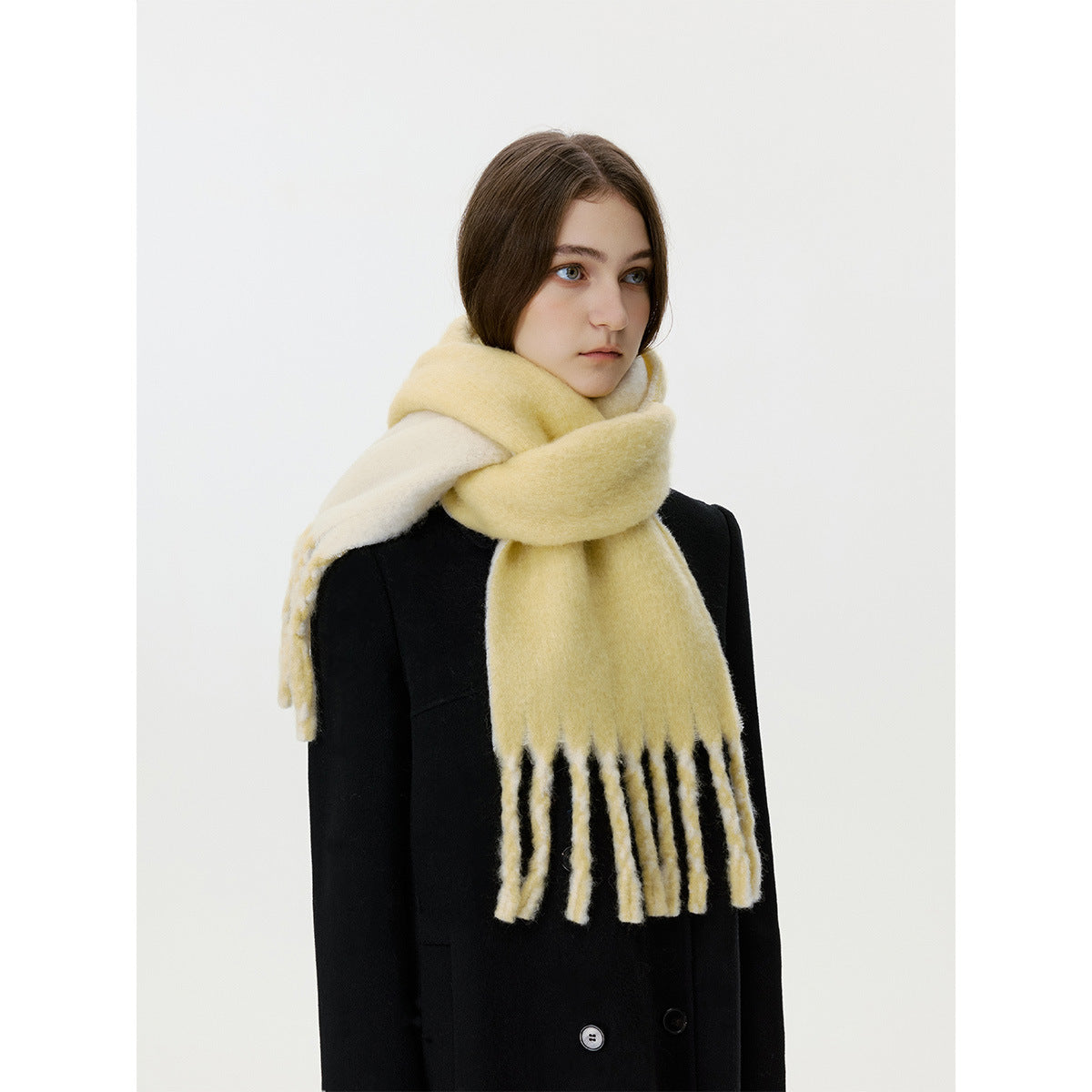 Minimalist Solid Color Reversible Tassel Scarf 6W6NSW250