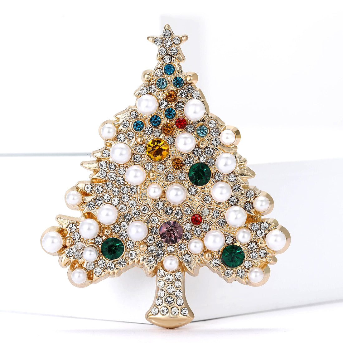 Sparking Rhinestone Christmas Tree Brooch Pin DP25G623
