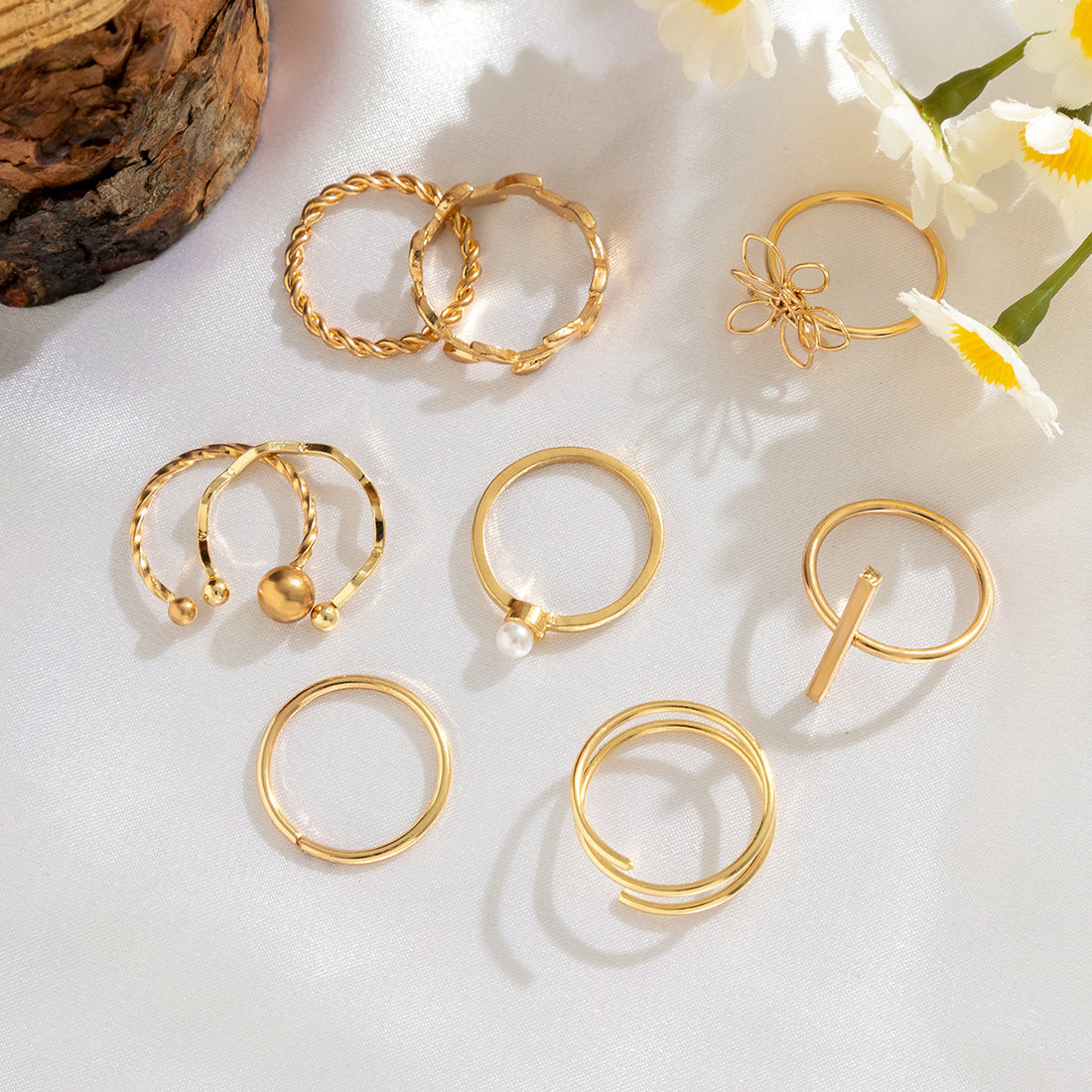 Simple Metal Adjustable Line Ring Set DPJR14