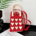 Cute Heart Print Knit Crossbody - DippedShop Wholesale - #3027