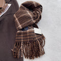 Vintage Plaid Wool Blend Knit Tassel Scarf 6W6NSC67