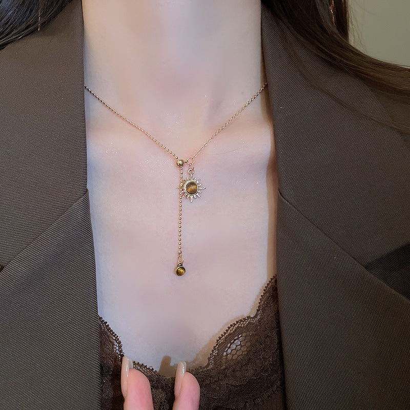 Vintage Irregular Tiger Eyes Stones Necklace 6W6JNC909
