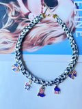 Hand Woven USA Flag Umbrella Pendant Choker Necklace 8ZA6JNC287T