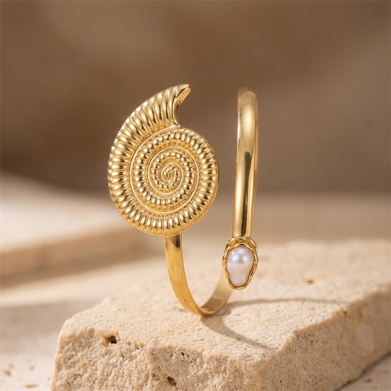 Chunky Gold Plated Shell Pearl - DippedShop Wholesale - #4899