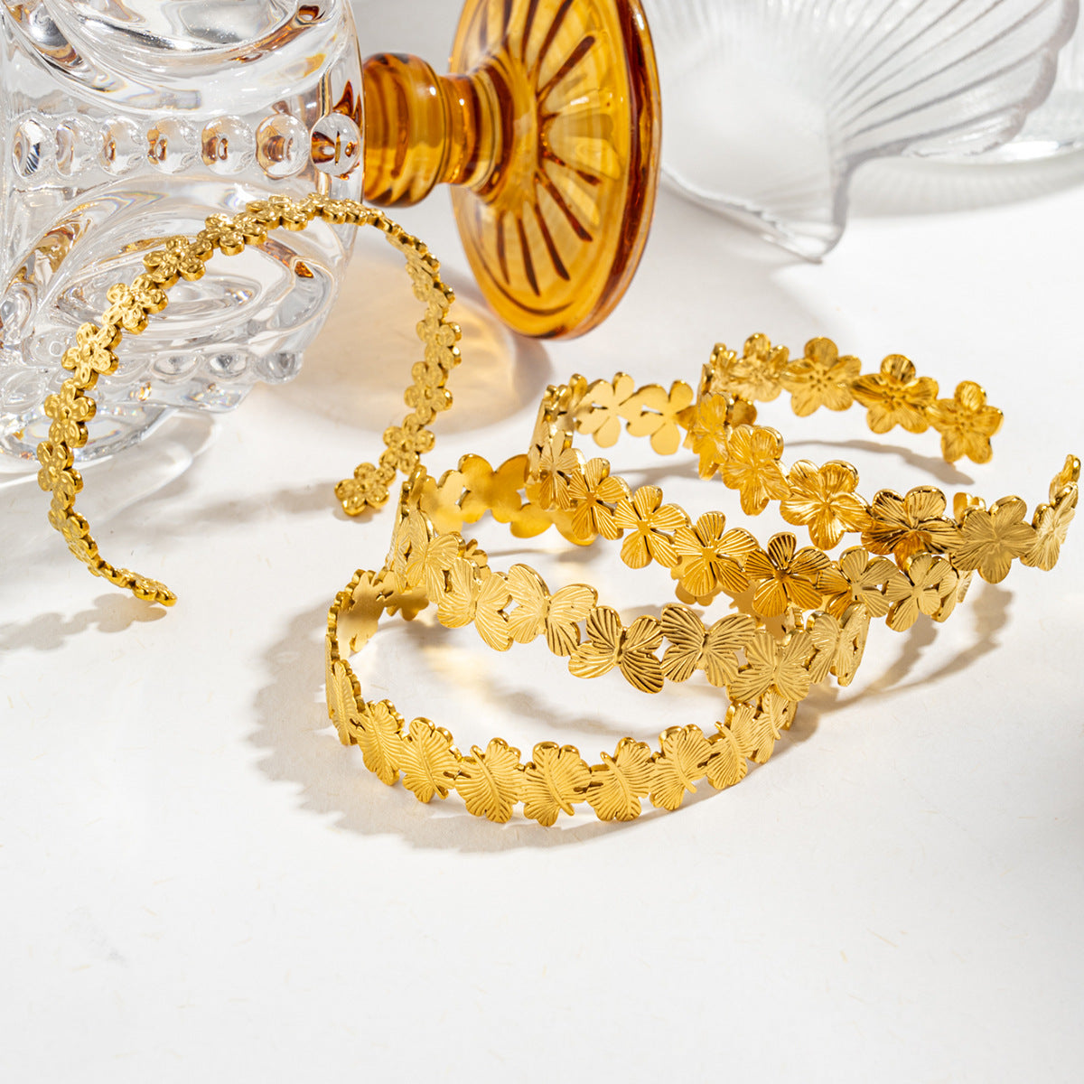 Trendy Textured Flower Stackab - DippedShop Wholesale - #4003