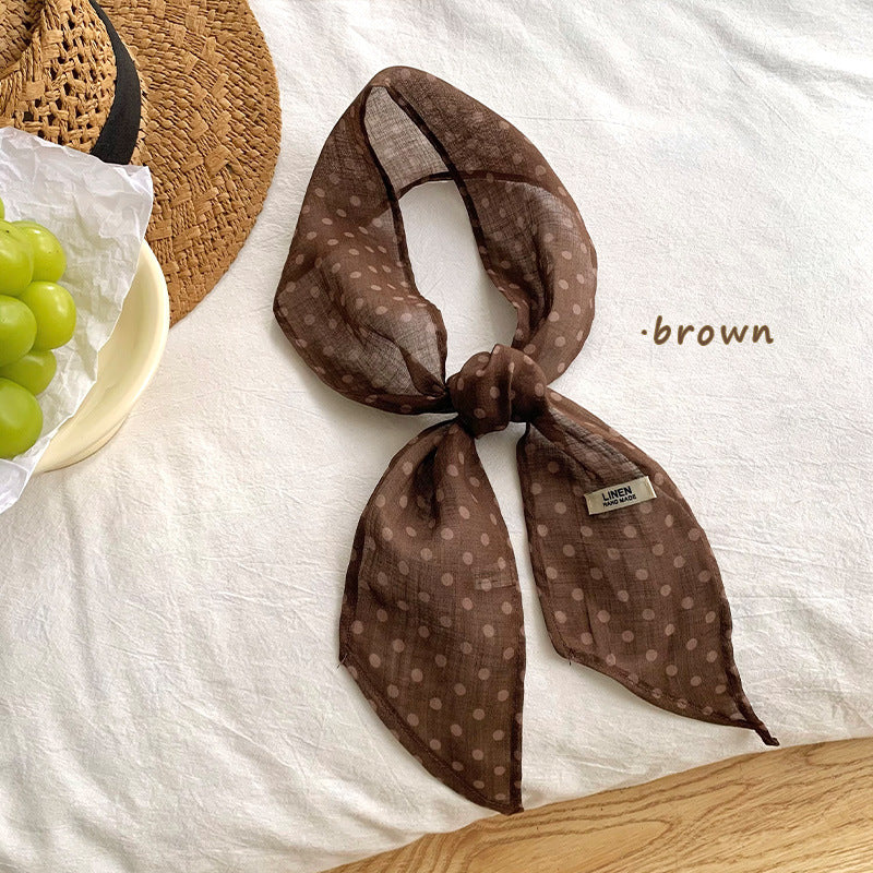 Retro Color Block Polka Dots Silk Scarf MK2BLW6W6NSI73