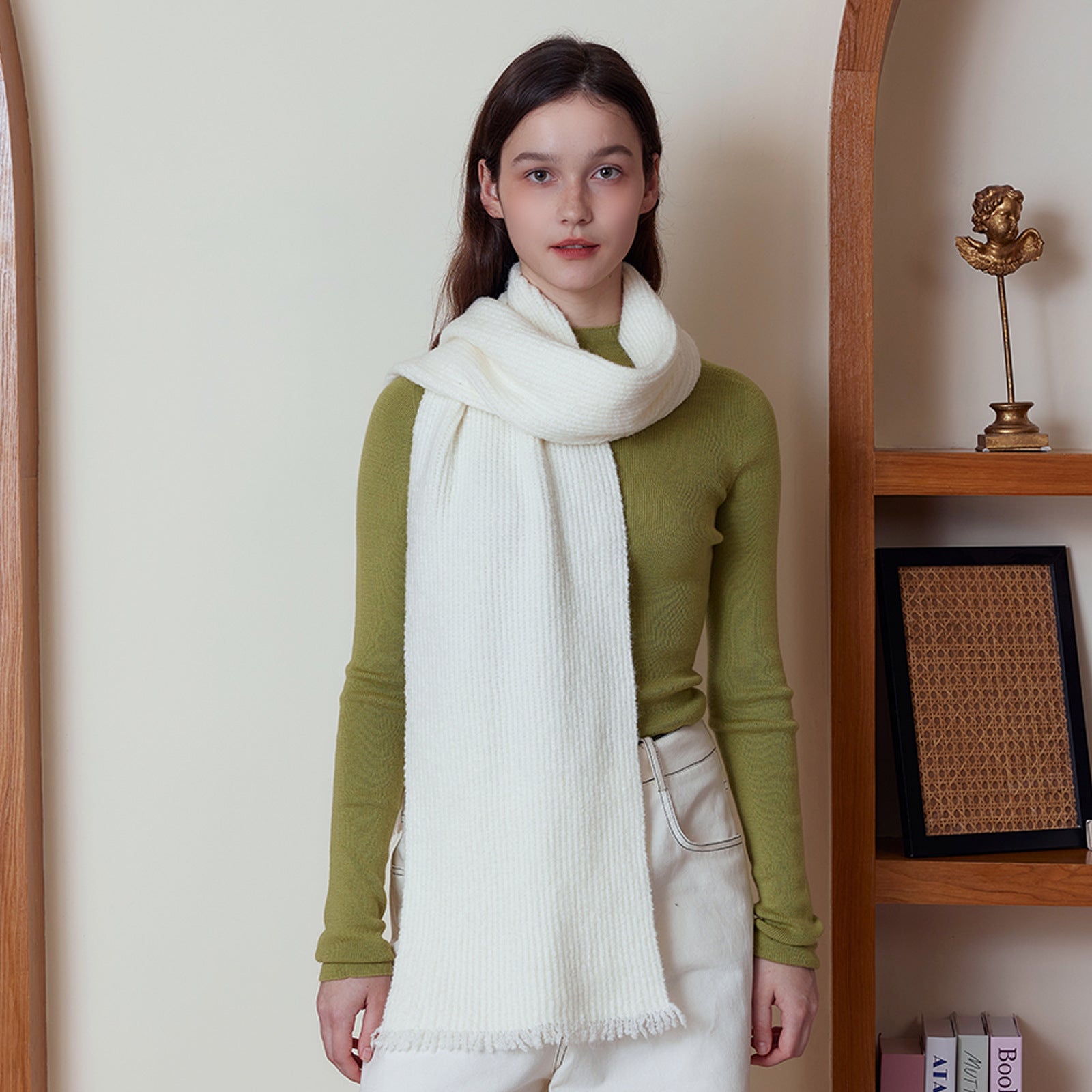Minimalist Solid Color Knit Scarf 6W6NSW295