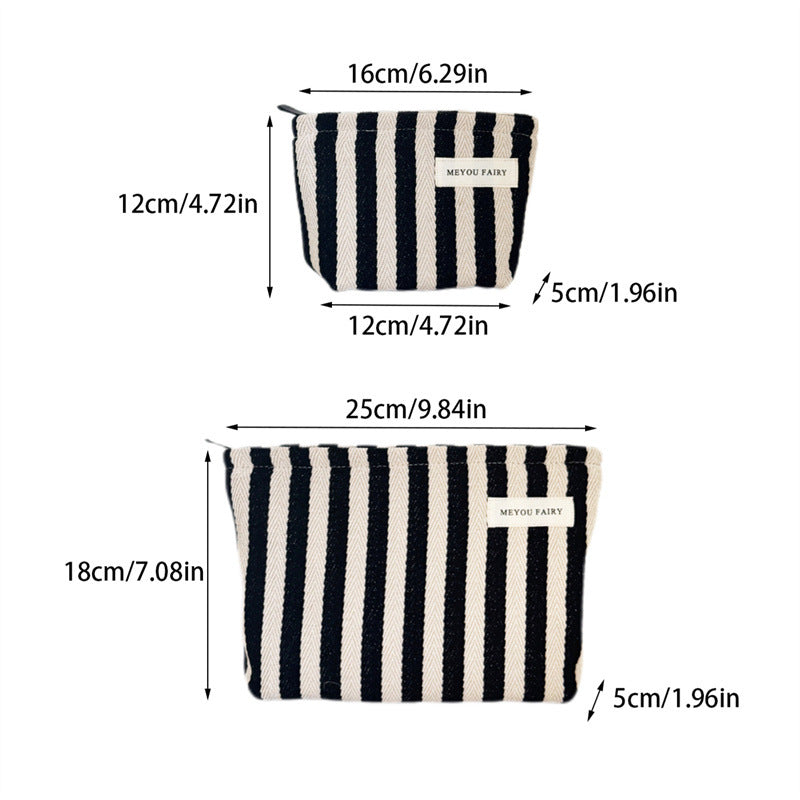 Minimalist Striped Canvas Portable Makeup Bag MK2BW6S10BOB68