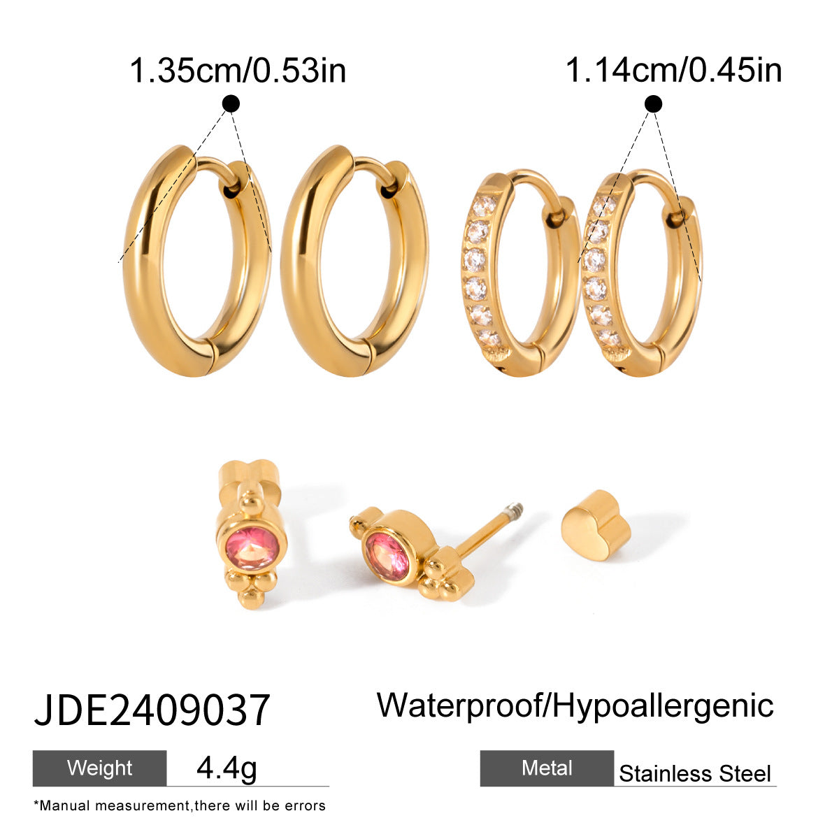 Gold Plated Rhinestone Hoops - DippedShop Wholesale - #2259