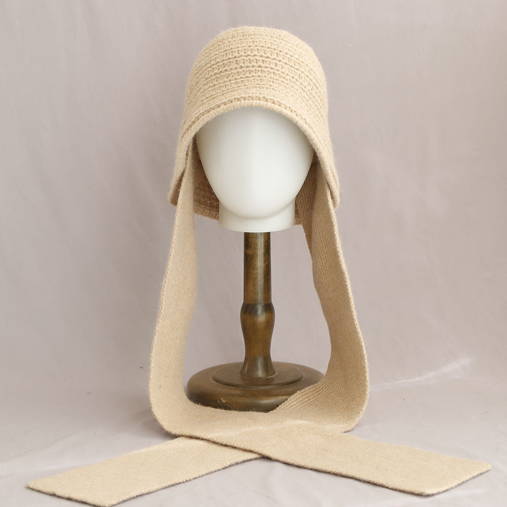 Winter Warm Knit Hooded Scarf Set Bucket Hat 6W6HAT689