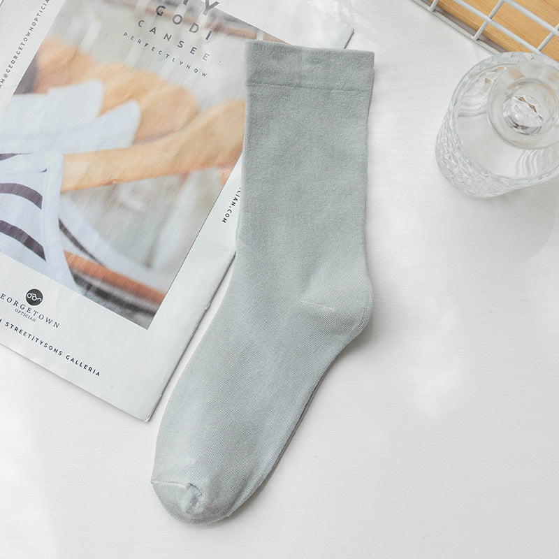 Solid Cotton Mid Calf Socks - DippedShop Wholesale - #0867