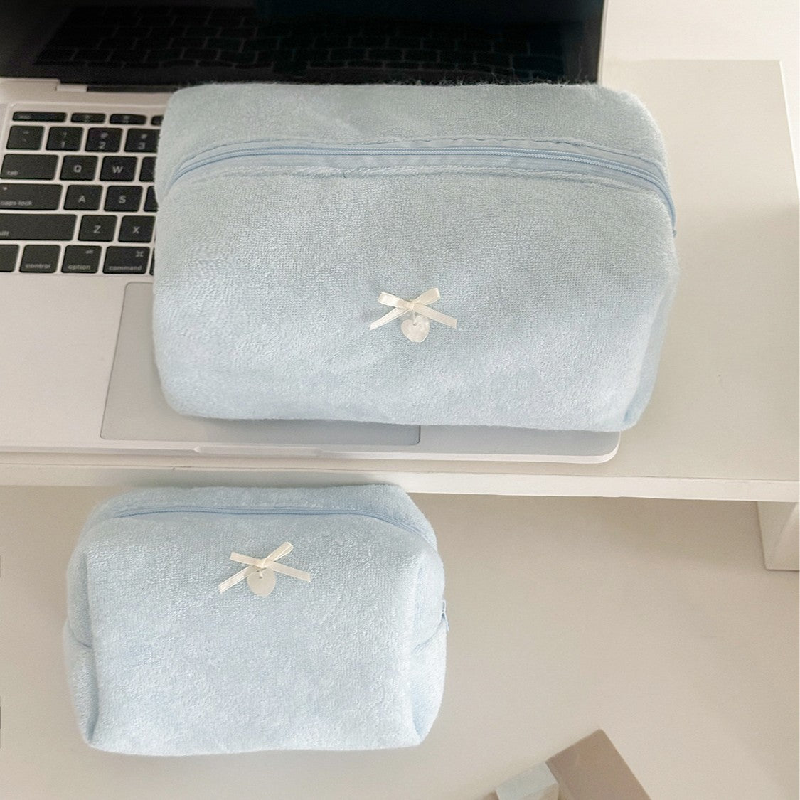 Minimalist Solid Color Bowknot Cosmetic Bag 6S5CO109