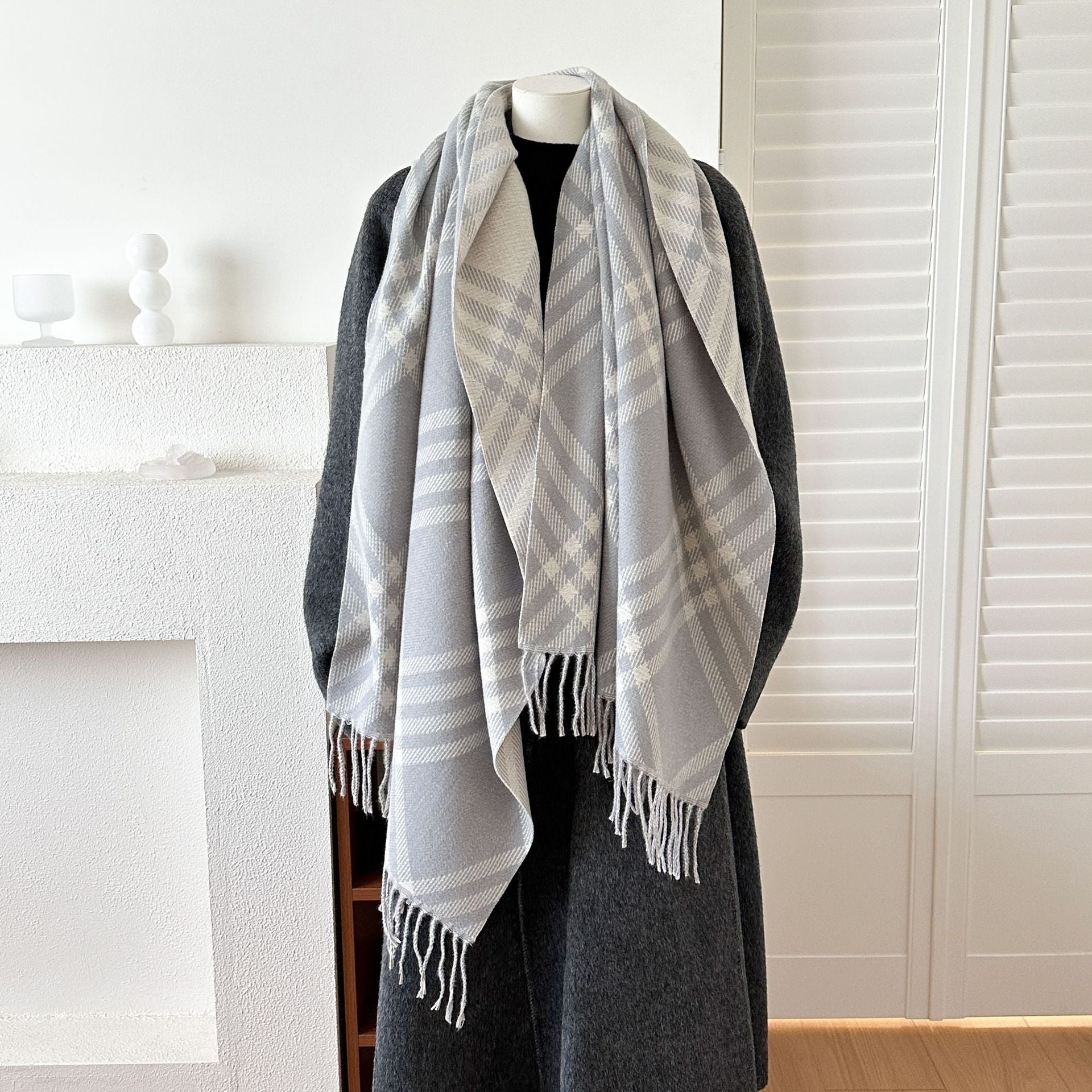 Vintage Plaid Cashmere-Feel Shawl Wrap Scarf 6W6NSC90