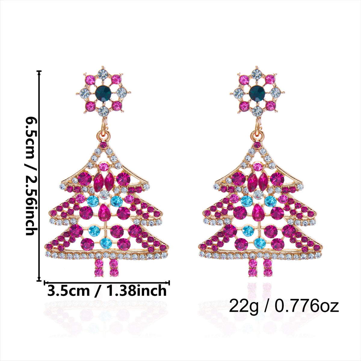 Chunky Sparkly Rhinestone Christmas Dangle Earrings 6W6JER680